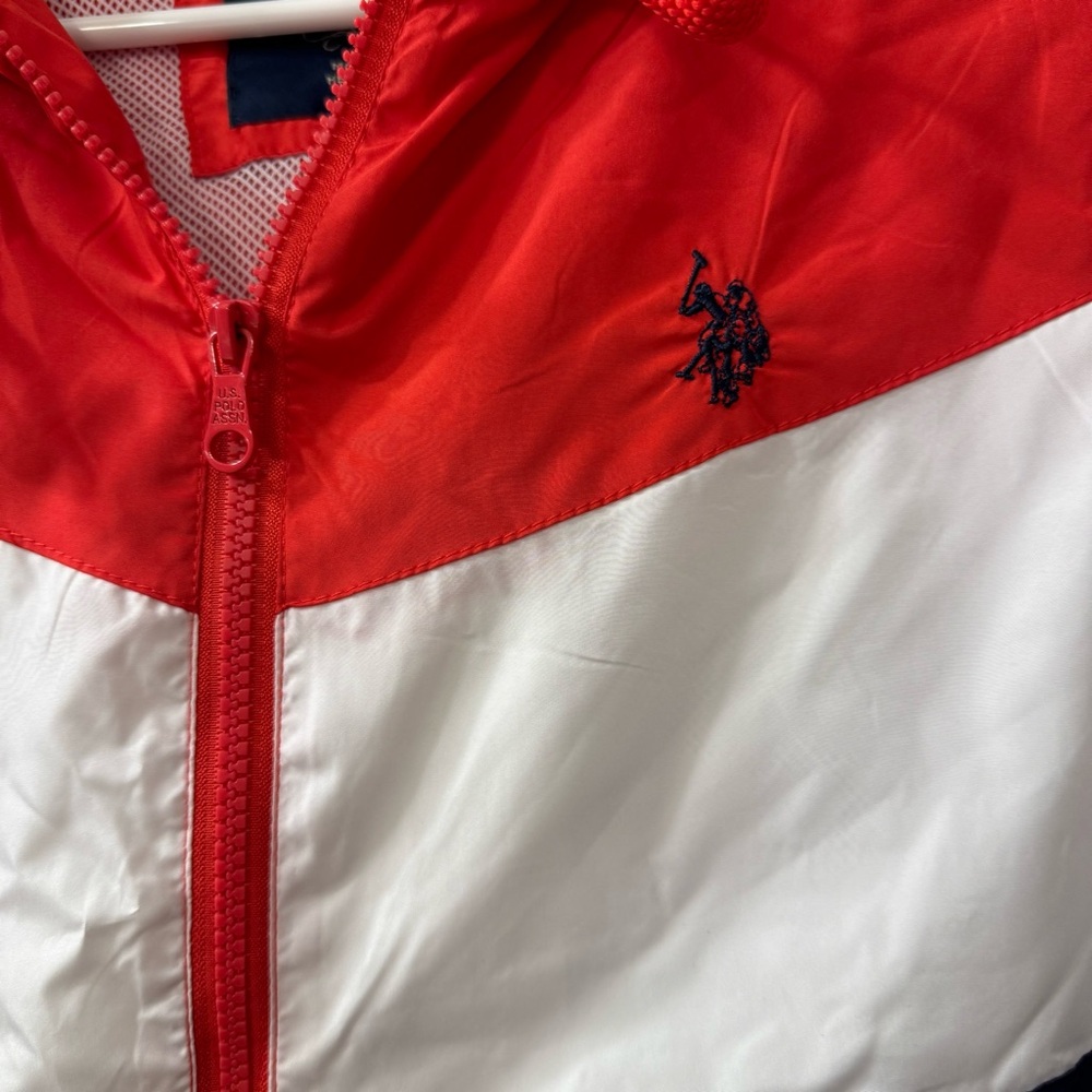 U. S. Polo Assn Raincoat/Windbreaker Hoodie Red/Blue/White Medium Unisex - Picture 6 of 12